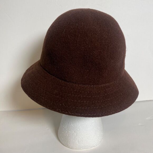 Vintage Kangol Design Brown Felt Cloche Hat Feather Accent Made in England - Picture 5 of 7